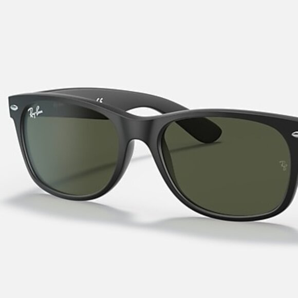 Ray-Ban RB2132 New Wayfarer Sunglasses – Matte Rubber Black Frame - Picture 1 of 3